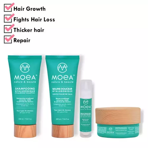 Hair growth and repair set: shampoo, conditioner, mask and serum 